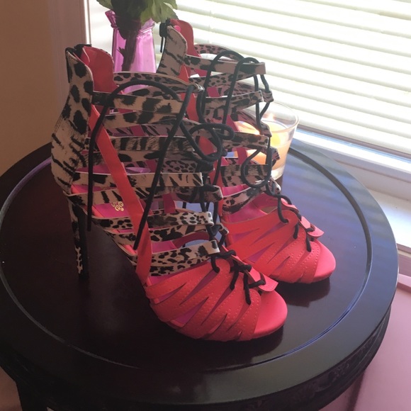 High heel lace up sandal