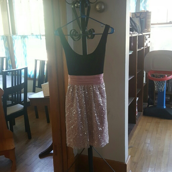Pink, silver, black dress