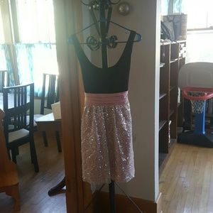 Pink, silver, black dress