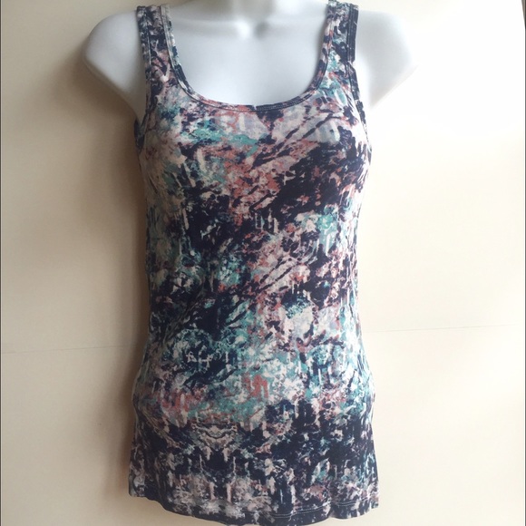 Navy, teal, orange and white tank top