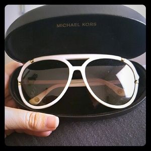 Michael Kors white aviator sunglasses.
