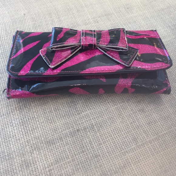 Black and pink Zebra striped wallet