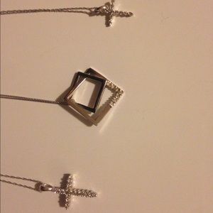 3 diamond White gold necklaces for sale
