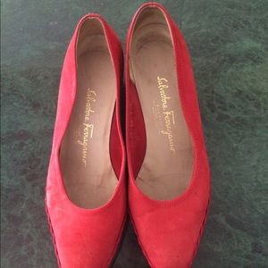 Red salvatore ferragamo pumps