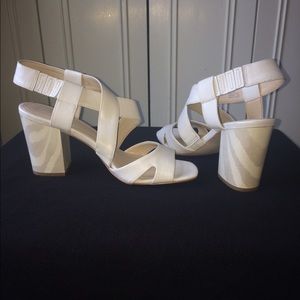 Calvin Klein white heeled sandals