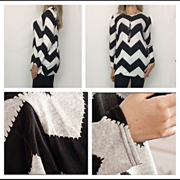 Chevron Tunic in black & ivory medium sold - Picture 4 of 4