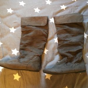 Tall grey fall boots
