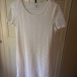 White, short sleeved dress.