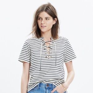 Lace Up Striped Top