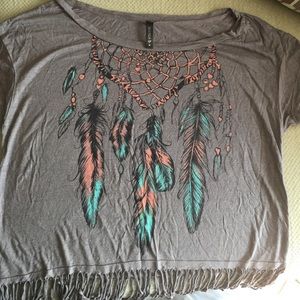 Grey fringe dream catcher shirt