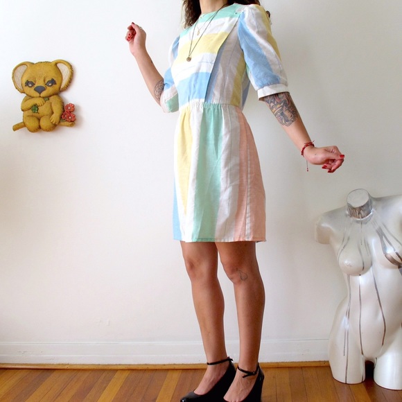 vintage 70s pbj color block striped dress