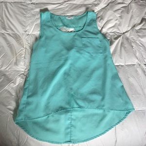 Teal high-low tank