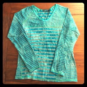 Gorgeous Striped Teal PrAna Shirt