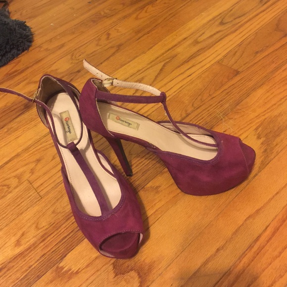 Purple peep toe heels - Picture 2 of 2