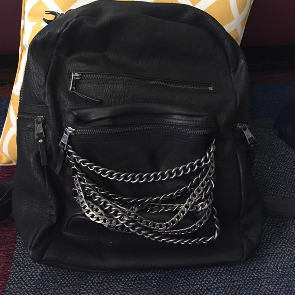 Ash genuine leather backpack with chain detail