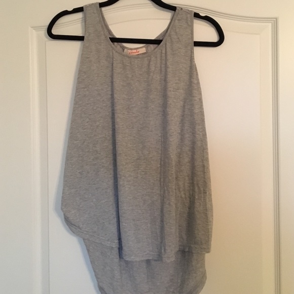 Lace Back Gray Tank