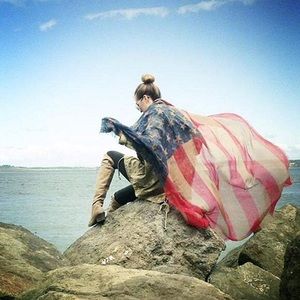 American Flag oversized gauze scarf.