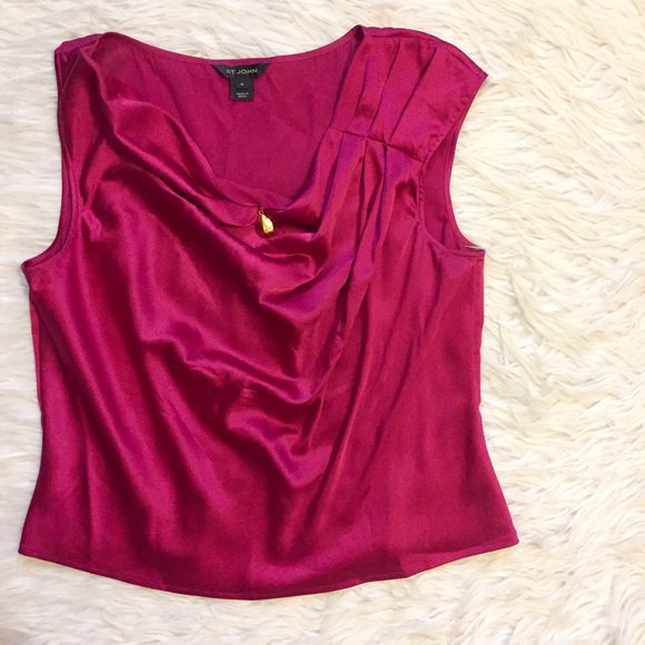 St. John pink satin blouse - Picture 4 of 4