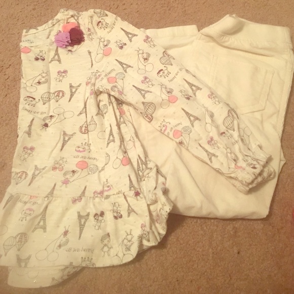 "Oui Oui" White Matching Top and Bottom Set