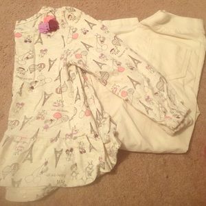 "Oui Oui" White Matching Top and Bottom Set