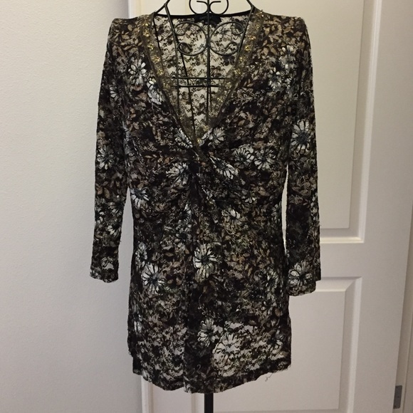 Sheer Karen Kane top with sequins trim