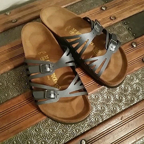 Birkenstock metallic grey sandals