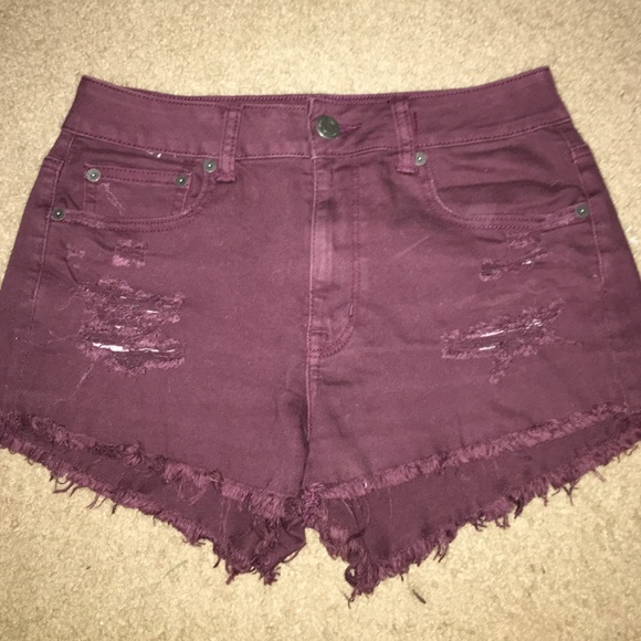 Maroon High Rise Shorts