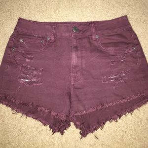 Maroon High Rise Shorts