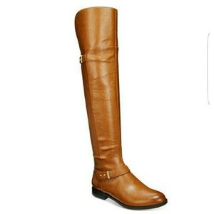 Leather Tan Over the Knee Boots