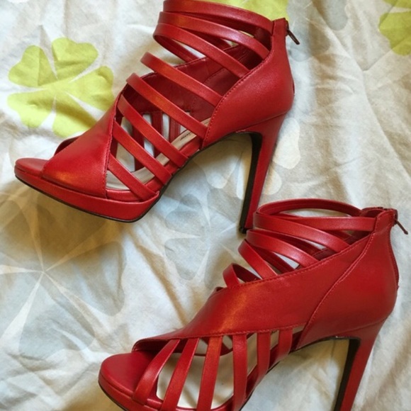 Red strappy heels