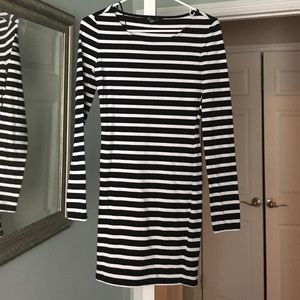 Black and white striped dress