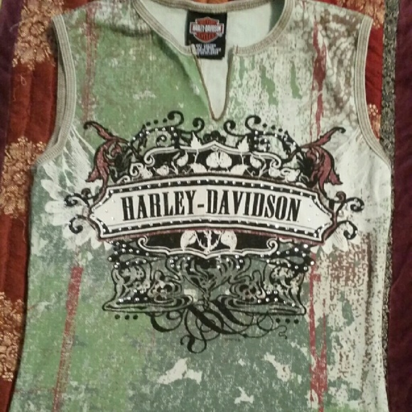 Harley Davidson Tank with Rhinestones