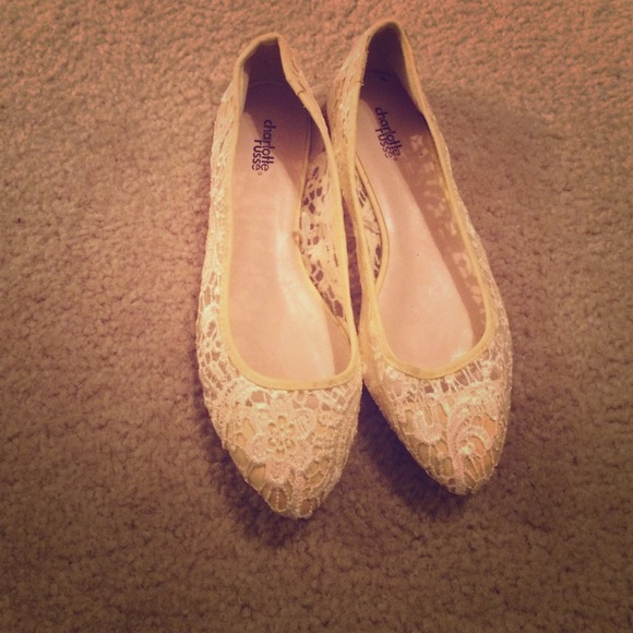 yellow lace flat slip on shoes