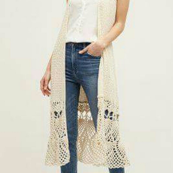 Anthro Crochet Garden Duster