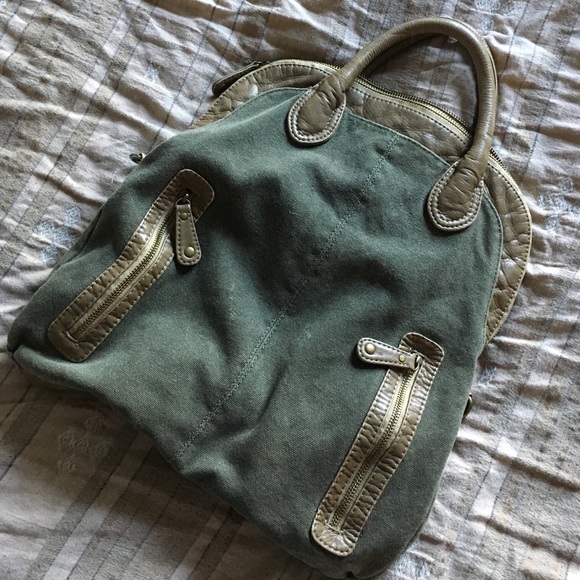Urban Outfitters green and tan purse