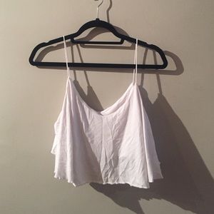 Express white flowy crop top