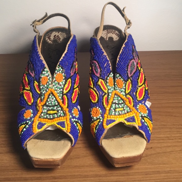 Sam Edelman beaded wedges! Worn once!