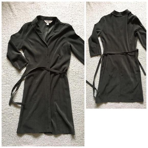 Dark olive dress suede-like - Picture 1 of 2