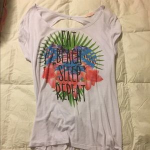 Graphic open back t shirt