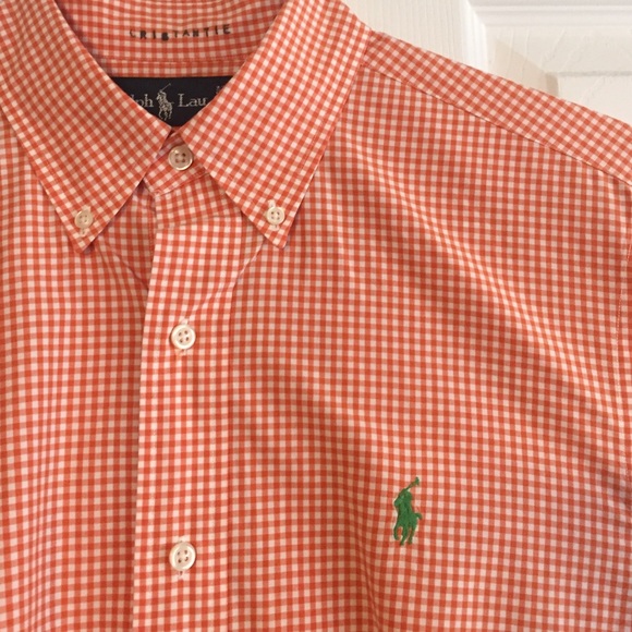 orange polo button down