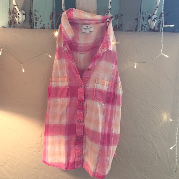 Pink flannel Tank Top