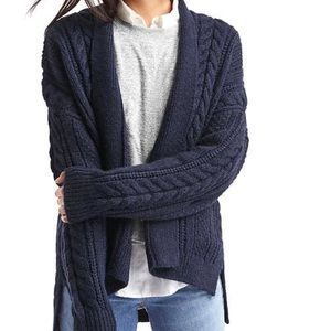 NWT Navy Gap Cable knit hi-lo cardigan