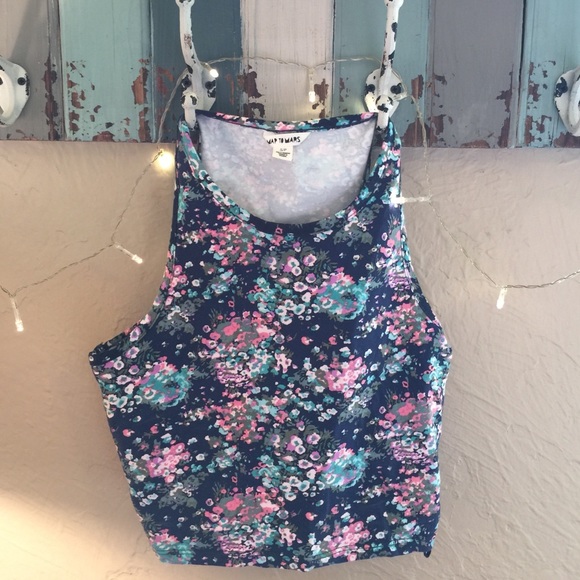 Navy Floral Crop Top