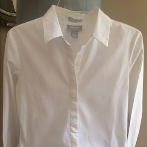 Old Navy Crisp White Cotton Long Sleeve Down Shirt