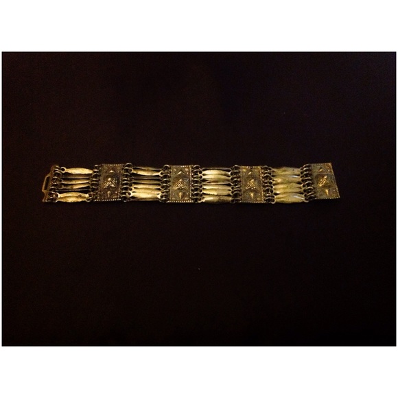 Antique Mexican Silver Pyramid Bracelet