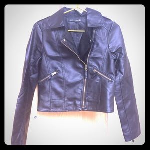 Zara black gold zipper authentic leather jacket