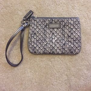 Grey printed coach wristlet