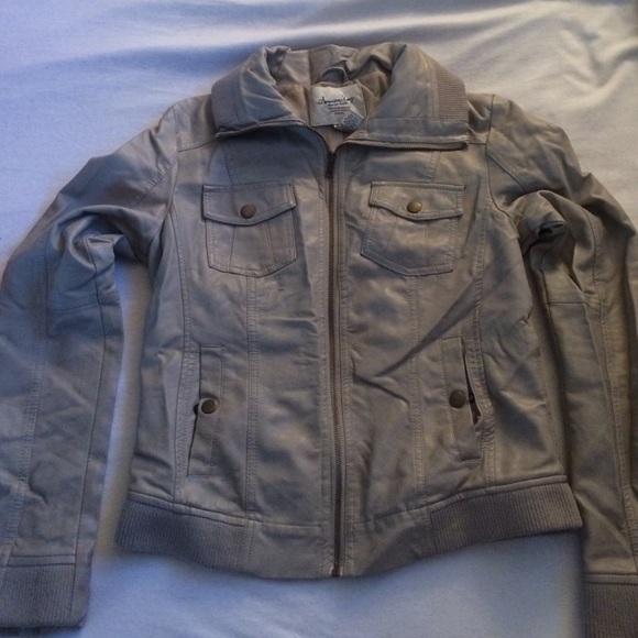 Faux tan leather jacket