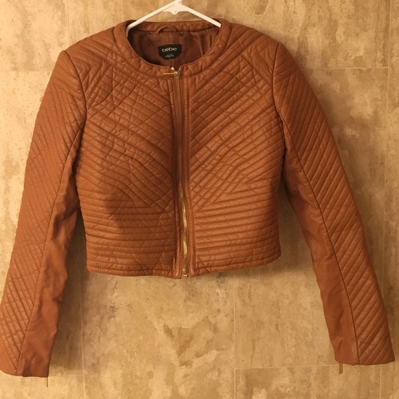 Faux leather crop jacket