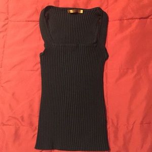 Black Bellini Square Neck Ribbed Tank Top M